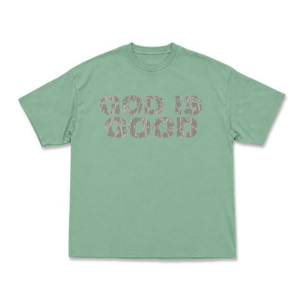God Is Good Graphic Short Sleeve T-Shirt - Light Green - US16-18(2XL) - image 5
