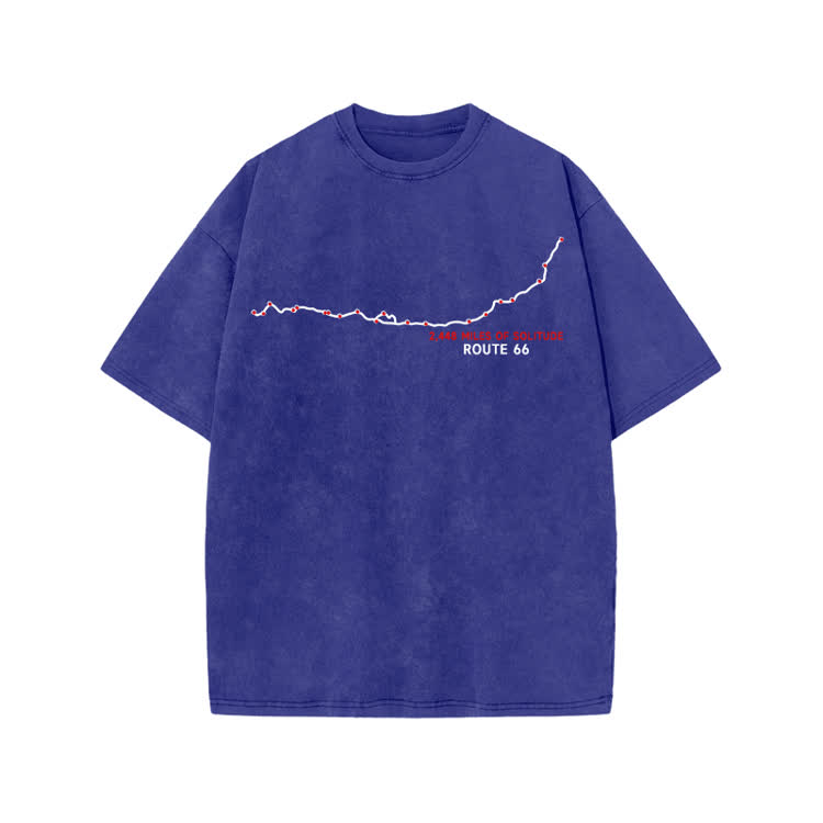 Vintage Route 66 Graphic Print Acid Washed T-shirt - Blue - US20-22(3XL) - image 3