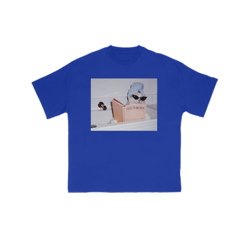 Unisex 100% Cotton How To Be Rich Print T-shirt - Blue - US16-18(2XL) - image 6