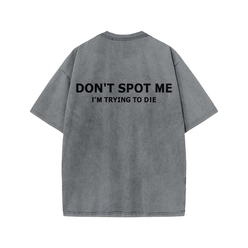 100% Cotton Don't Spot Me Gym Print Acid Washed T-shirt - Grey - US20-22(3XL) - image 5