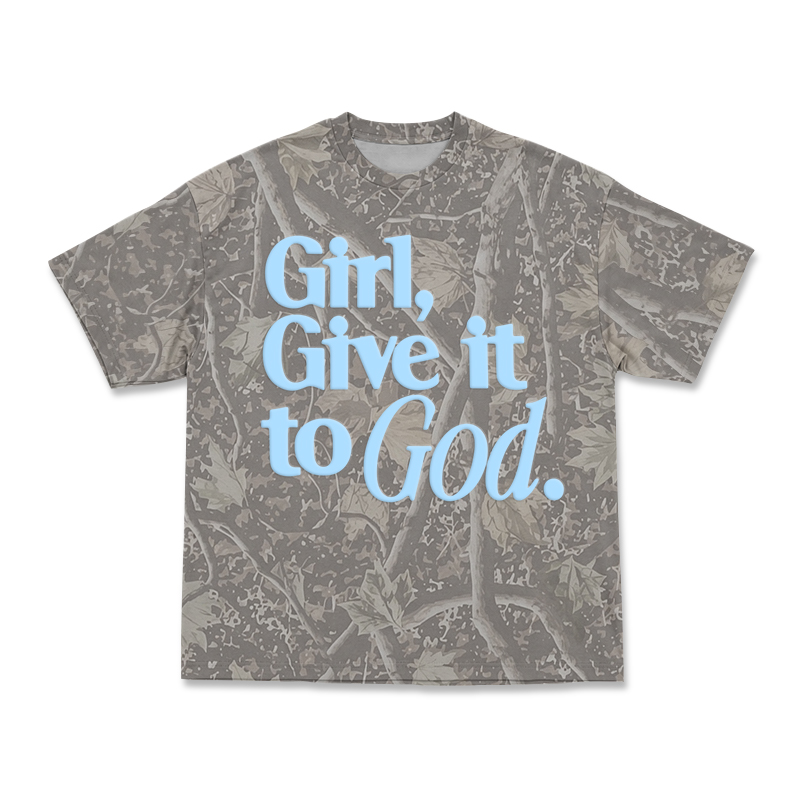 Casual Camo Girl Give It to God T-Shirt - Dark Gray - 3XL - image 10