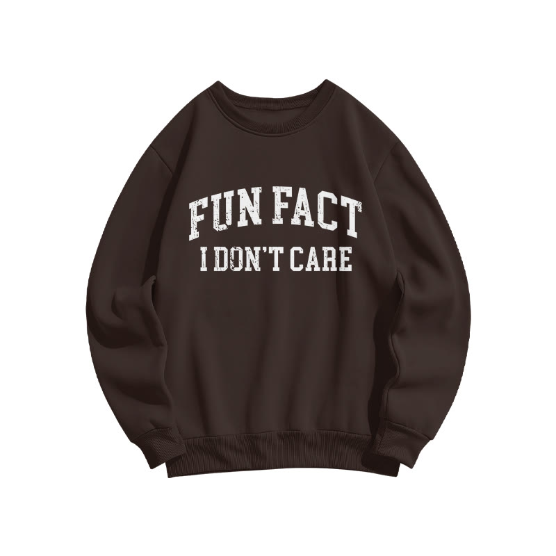 Fun Fact I Don't Care Print Sweatshirt - Coffee - US16-18(2XL) - image 5