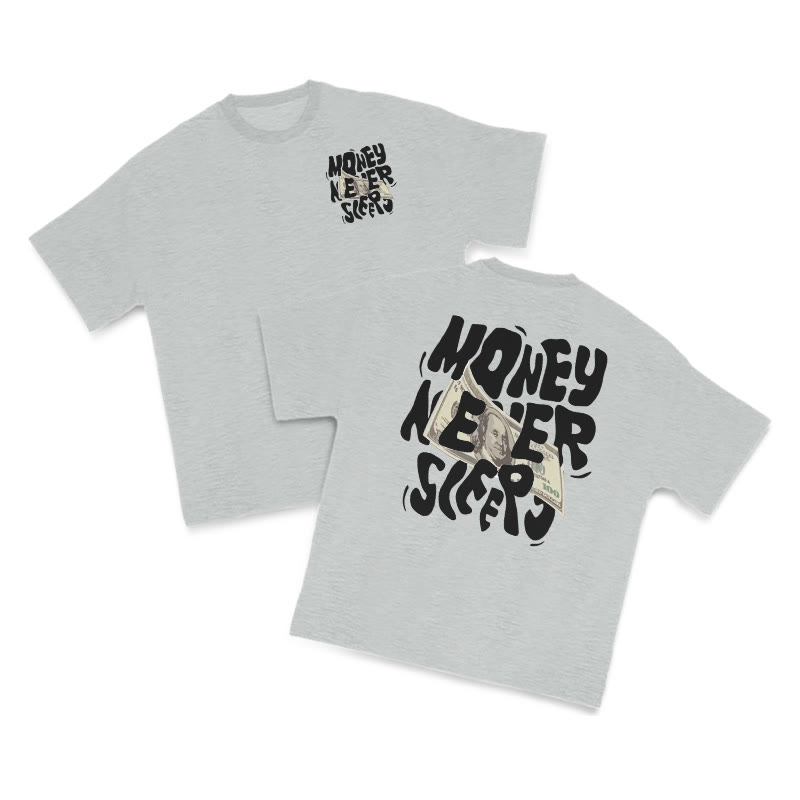 Money Never Sleeps Print T-shirt - Grey - US16-18(2XL) - image 3