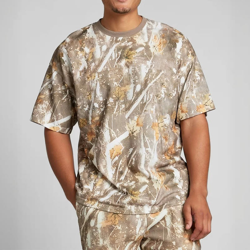 Dead Leaves Camouflage Print Causal T-shirt - image 8