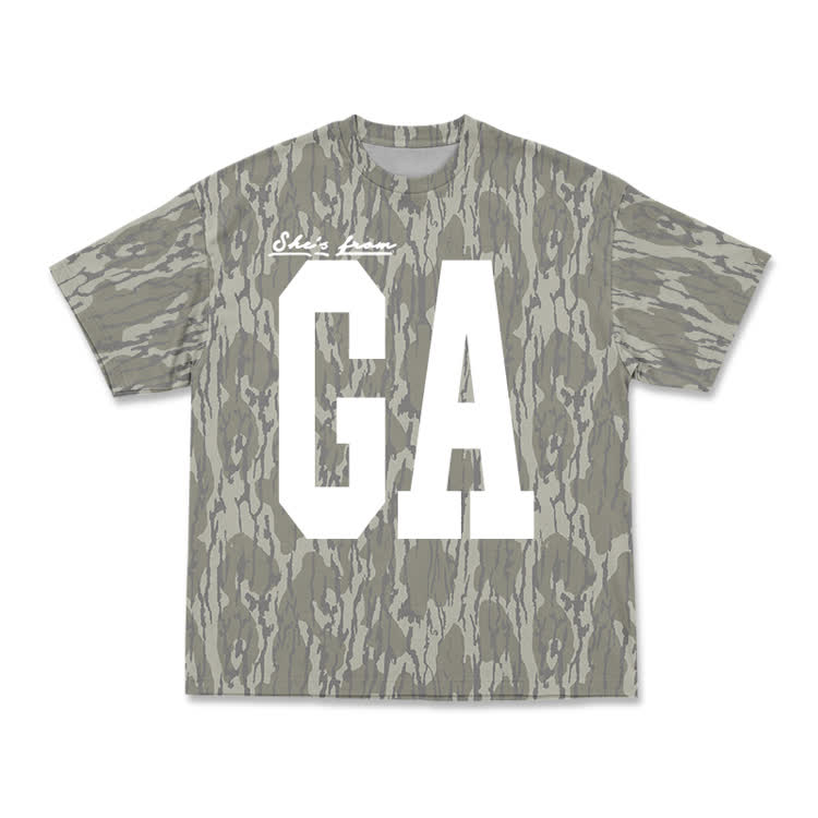 Vintage Forest Camo Graphic T-Shirt - GA - Khaki - 5XL - image 10