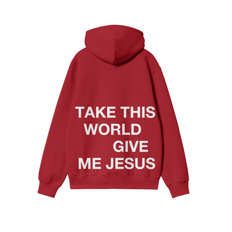 Take This World Give Me Jesus Print Hoodie - Red - US16-18(2XL) - image 8