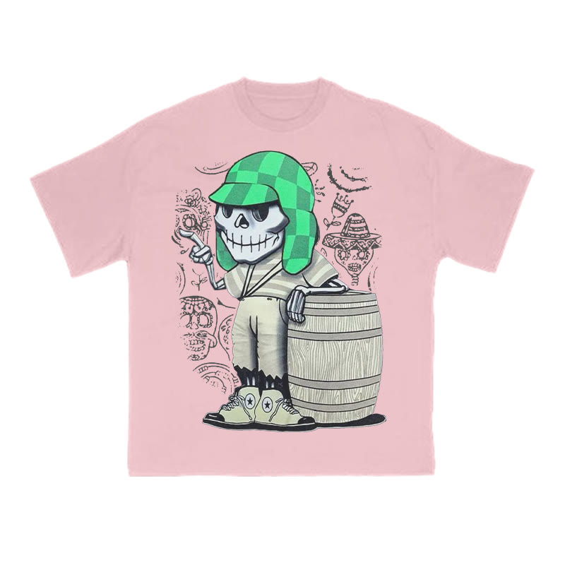 Unisex Funny Skeleton Halloween Print T-shirt - Pink - US16-18(2XL) - image 9