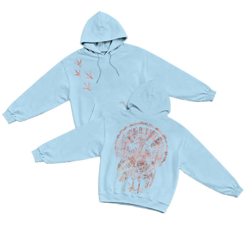 Vintage Turkey Sketch Long Sleeve Hoodie - Blue - US16-18(2XL) - image 5