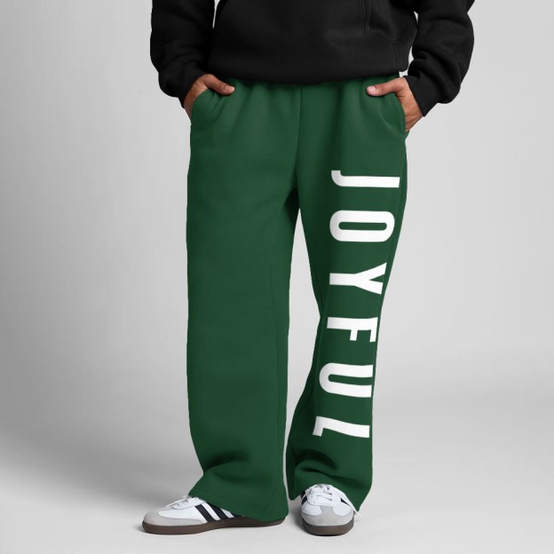Joyful Print Straight-leg Sweatpants - Green - 5XL - image 7