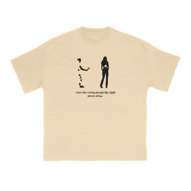 I Gave The Wrong People The Right Pieces Of Me Print T-shirt - Apricot - US16-18(2XL) - image 5