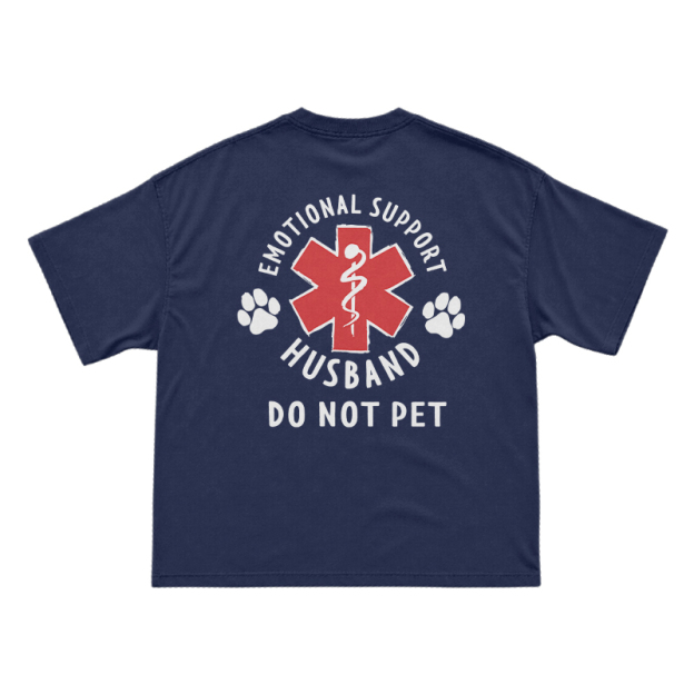 Emotional Support Husband Do Not Pet Novelty Back Graphic T-Shirt - Navy Blue - US16-18(2XL) - image 11