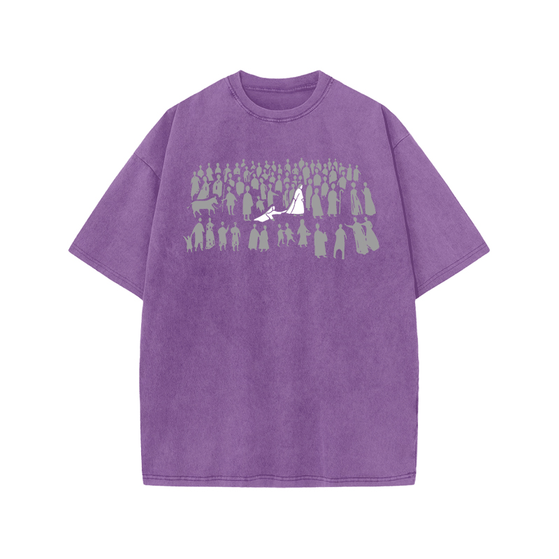 Vintage Silhouette Graphic Graphic Print Acid Washed T-shirt - Purple - US20-22(3XL) - image 5