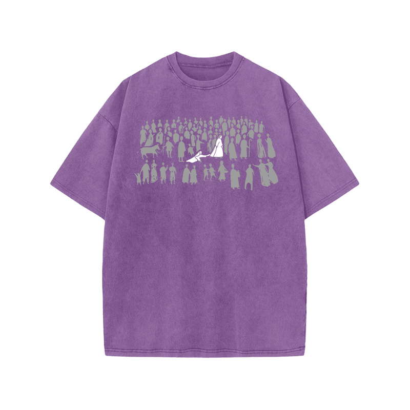 Vintage Silhouette Graphic Graphic Print Acid Washed T-shirt - Purple - US20-22(3XL) - image 5