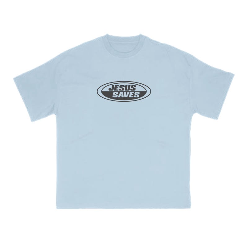 Jesus Saves Vintage Print T-shirt - Light Blue - US16-18(2XL) - image 7