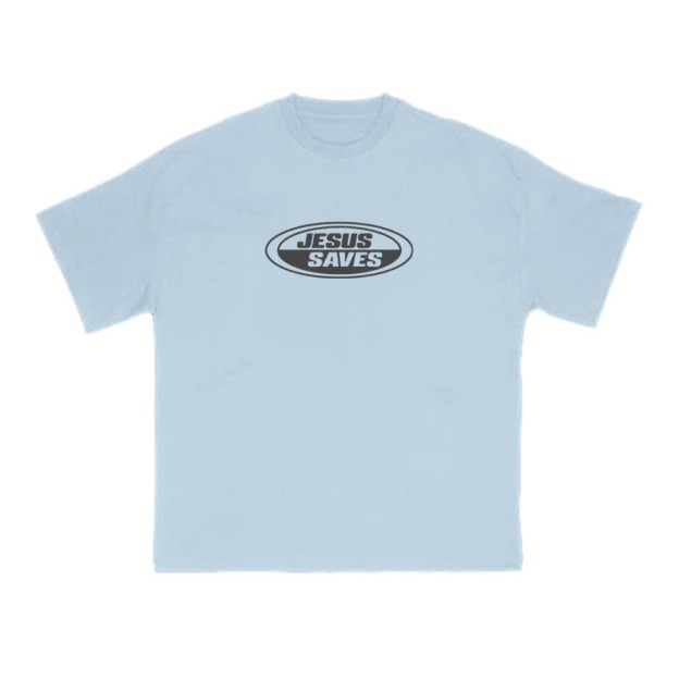 Jesus Saves Vintage Print T-shirt - Light Blue - US16-18(2XL) - image 7