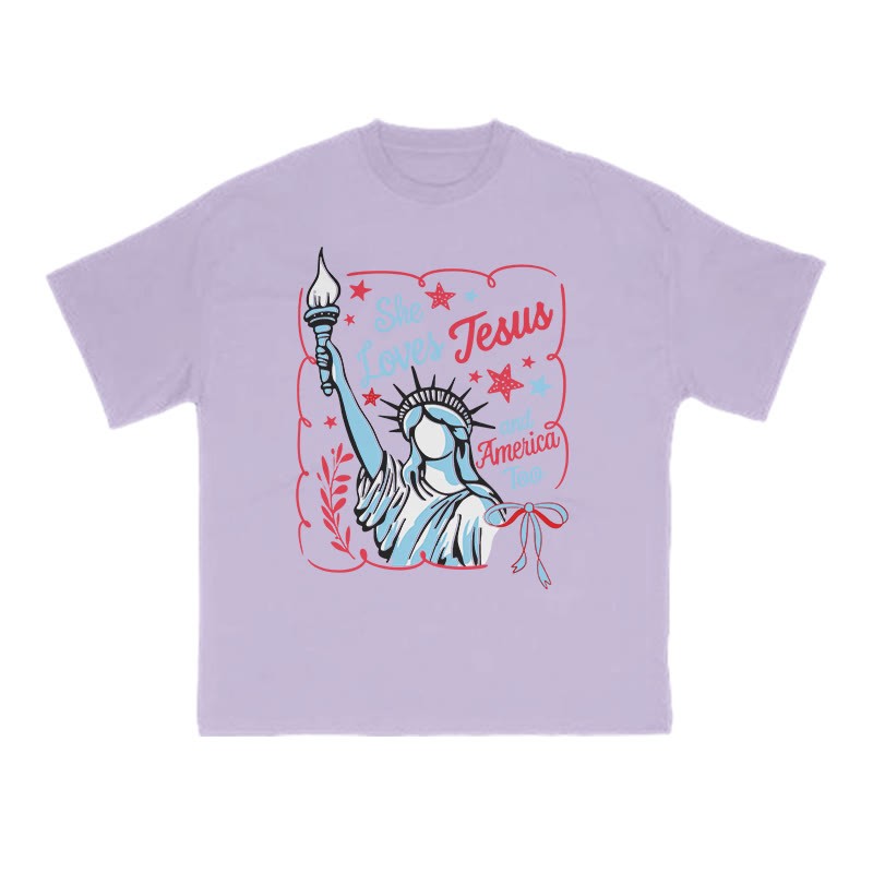 She Loves Jesus Print T-shirt - Purple - US16-18(2XL) - image 12