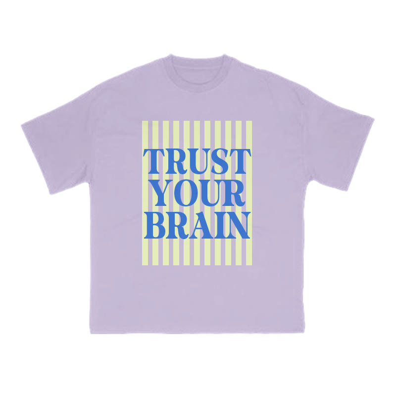 Trust Your Brain Print T-shirt - Purple - US16-18(2XL) - image 9