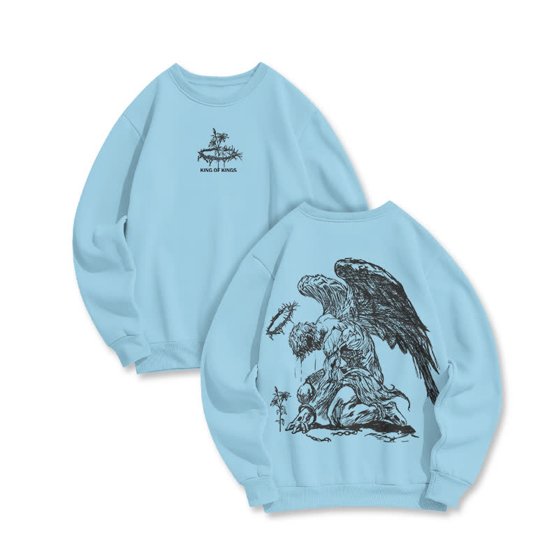 Unisex 100% Cotton Jesus Is King Flower Of Hope Print Sweatshirt - Blue - US16-18(2XL) - image 5
