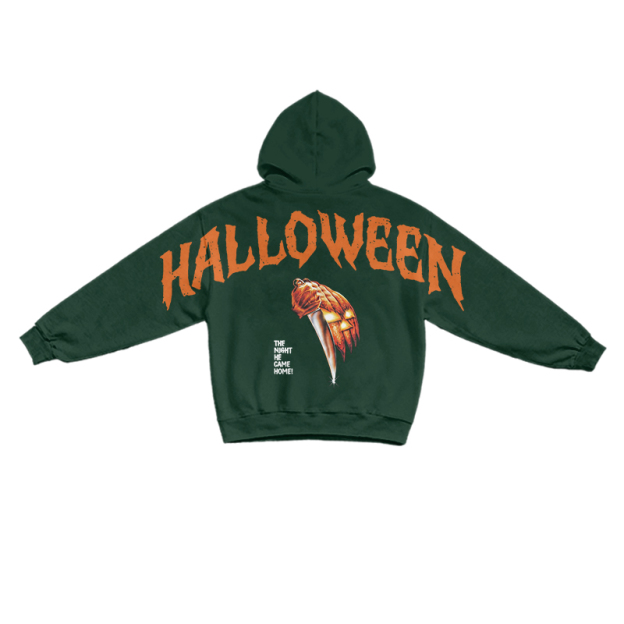 Gothic Horror Halloween Poster Graphic Hoodie - Dark Green - US16-18(2XL) - image 4