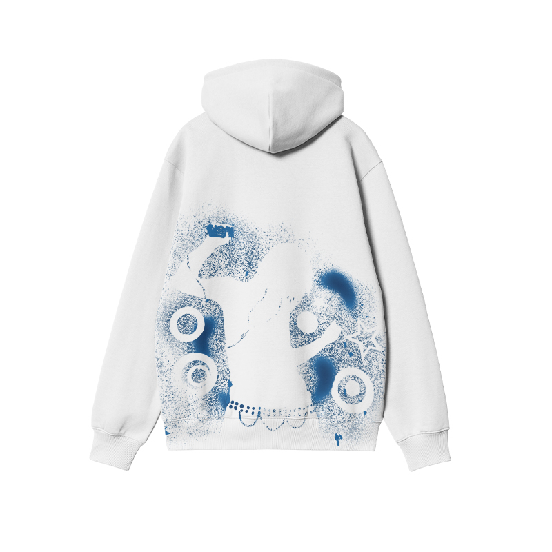 Streetwear Spray Art Portrait Art Graphic Print Hoodie - White - US16-18(2XL) - image 5