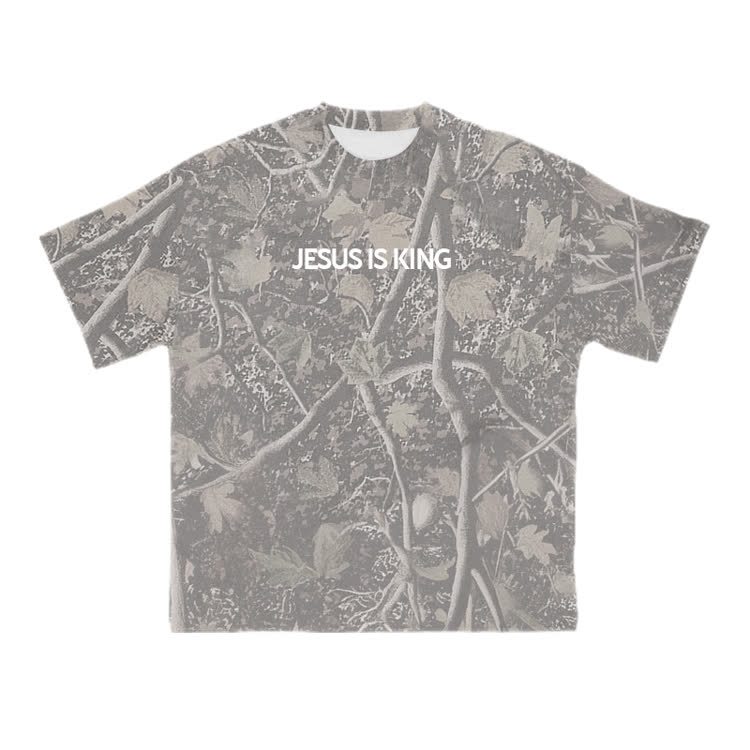 Jesus Is King Camo Print T-shirt - Khaki - 8XL - image 3