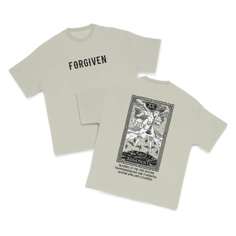 Forgiven Tarot Judgement Print T-shirt - Warm Grey - US16-18(2XL) - image 4