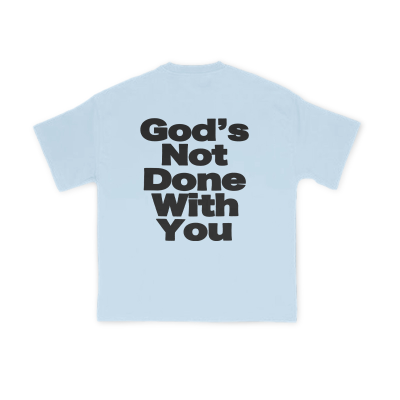 God's Not Done With You Print T-shirt - Light Blue - US16-18(2XL) - image 10