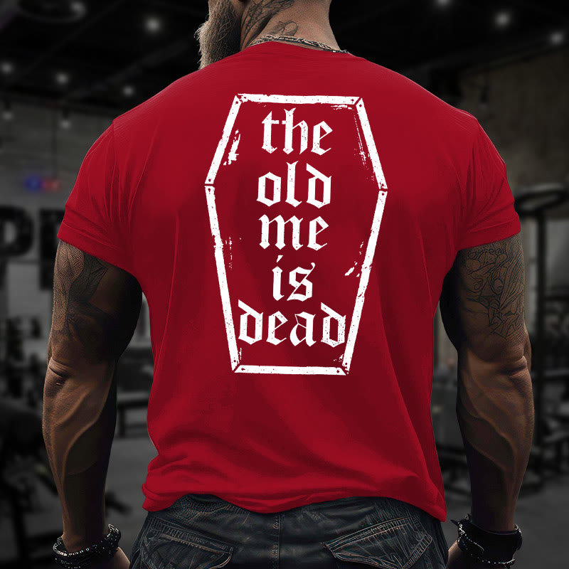 Unisex 100% Cotton The Old Me Is Dead Print Gym T-shirt - Red - 2XL - image 9