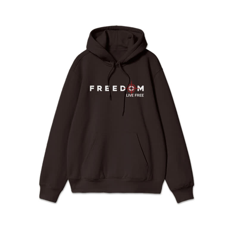 Unisex Freedom Live Free Print Hoodie - Coffee - 2XL - image 5