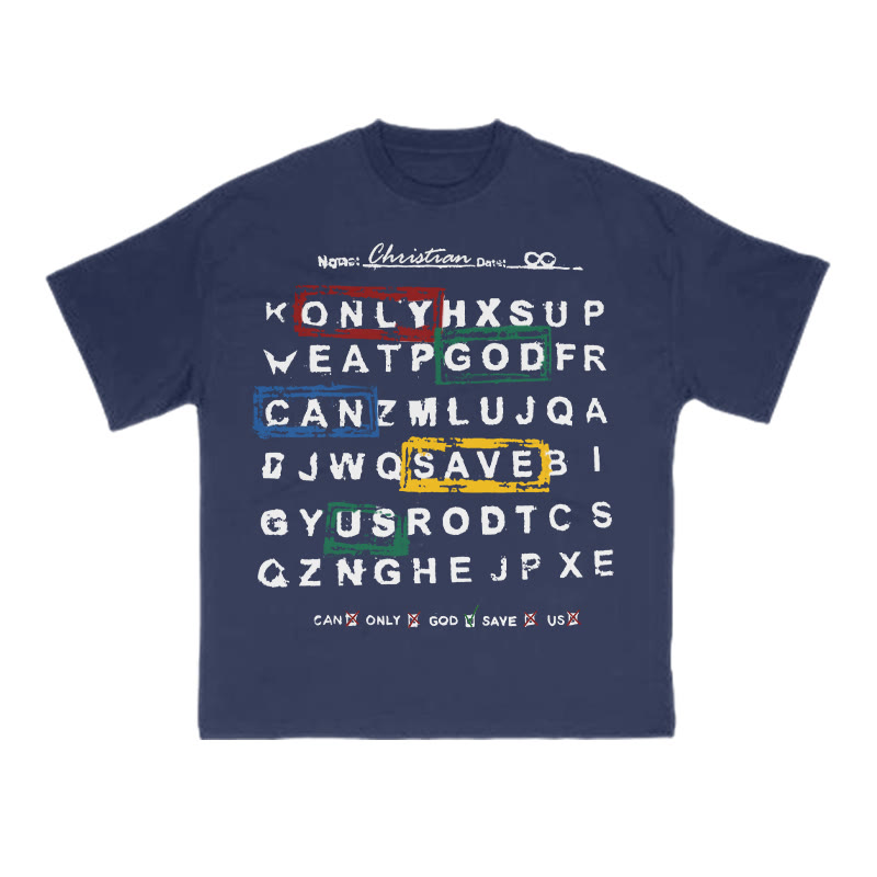 Only God Can Save Us Print T-shirt - Navy Blue - US16-18(2XL) - image 9
