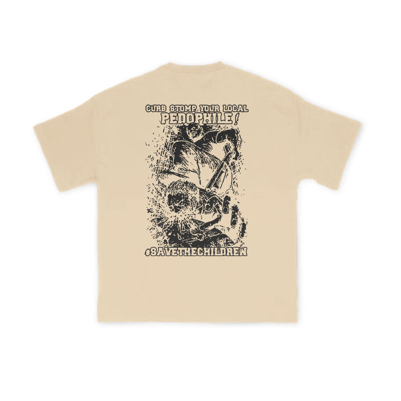 Curb Stump Your Local Pedophile Print T-shirt - Apricot - US16-18(2XL) - image 5