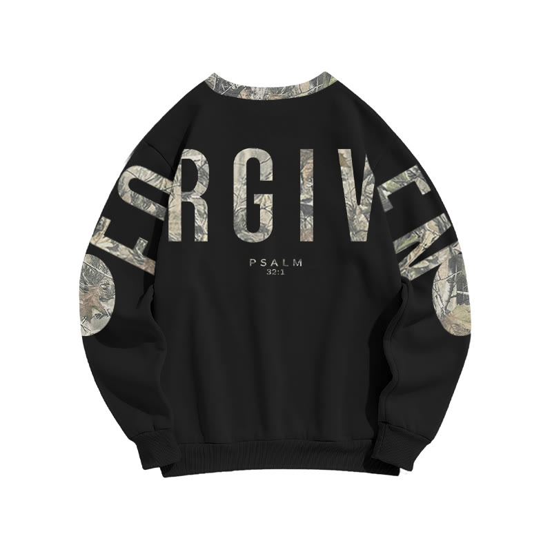 Forgiven Psalm 32:1 Dead Leaves Camouflage Print Sweatshirt - image 4