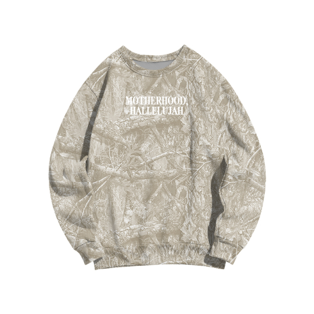 Vintage Camo MOTHERHOOD HALLELUJAH  Print Sweatshirt - Beige Grey Camo - 3XL - image 15