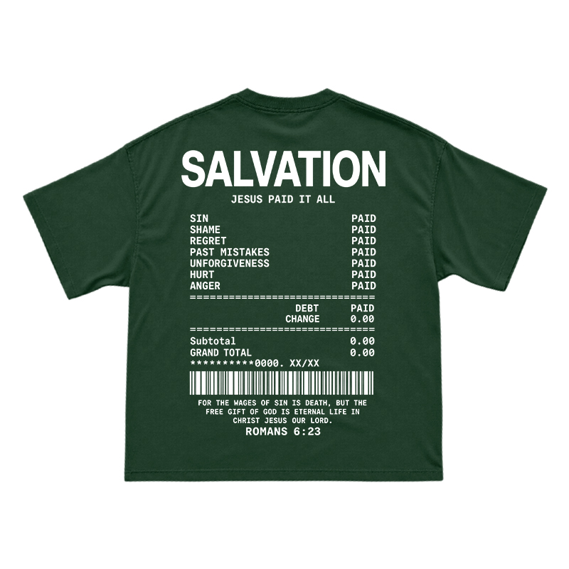 Faith Street Salvation Receipt Print T-Shirt - Green - US16-18(2XL) - image 4