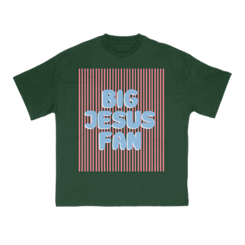 Big Jesus Fan Print T-shirt - Green - US16-18(2XL) - image 8