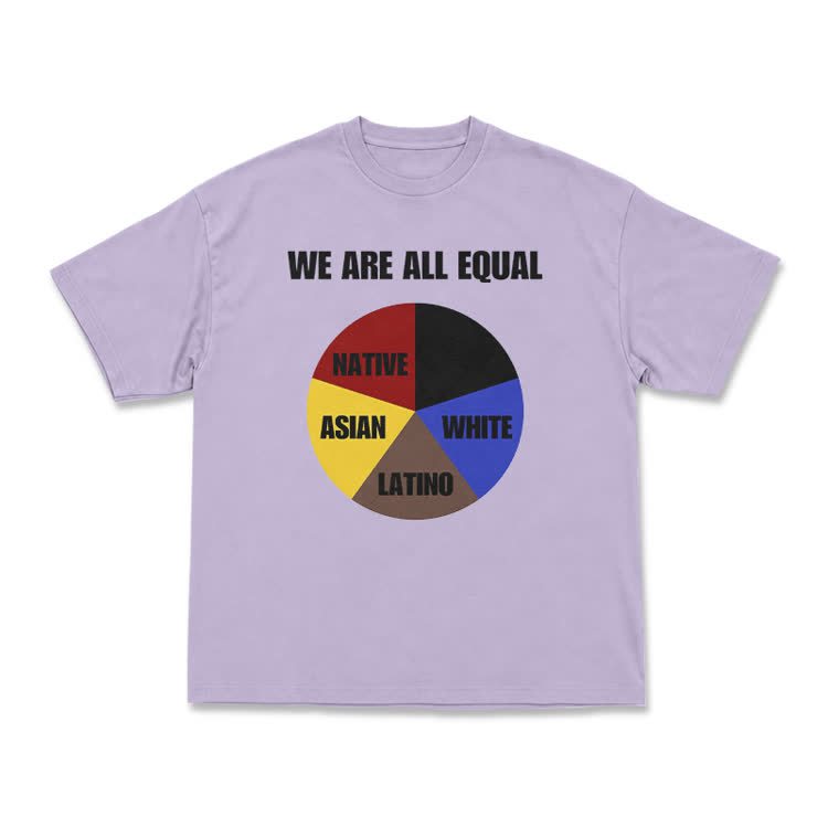 Casual We Are All Equal Graphic Crew Neck T Shirt - Purple - US16-18(2XL) - image 12