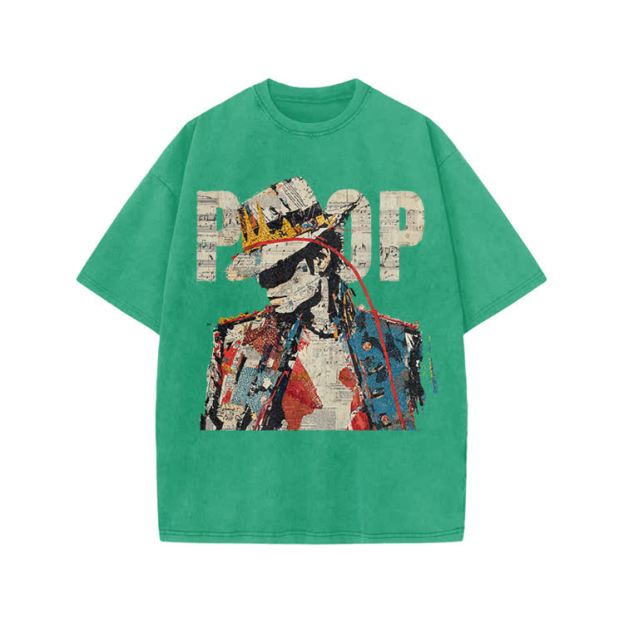Vintage Art Crown Figure Graphic  Print Acid Washed T-Shirt - Green - US20-22(3XL) - image 6