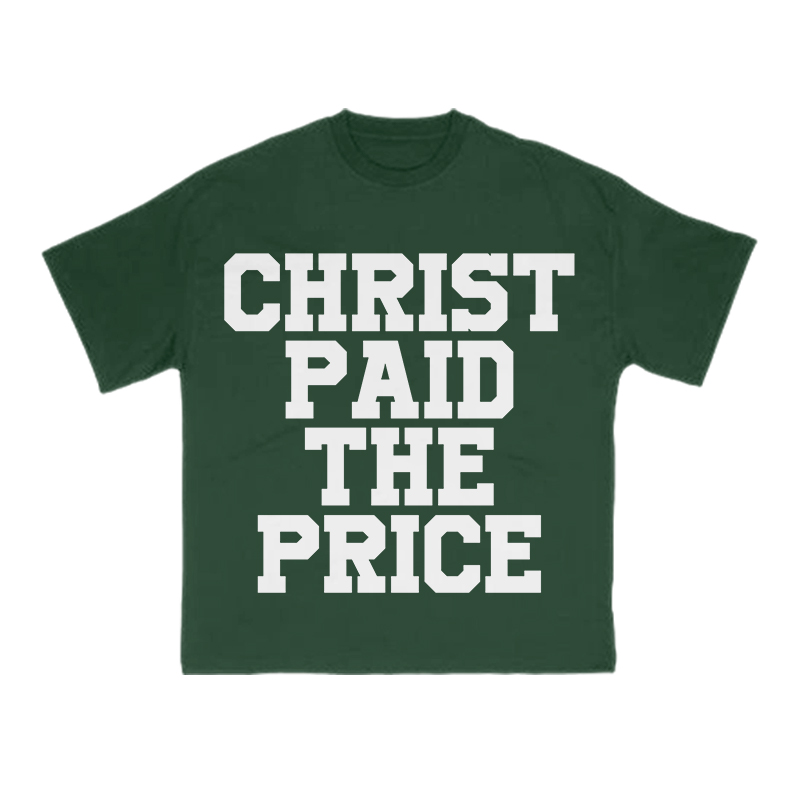 Christ Paid The Price Print T-shirt - Green - US16-18(2XL) - image 8