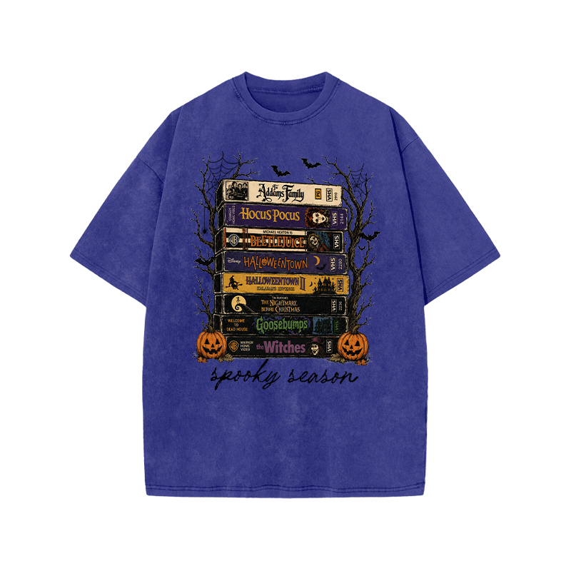 Vintage Halloween Graphic Print Acid Washed T-shirt - Blue - US20-22(3XL) - image 3