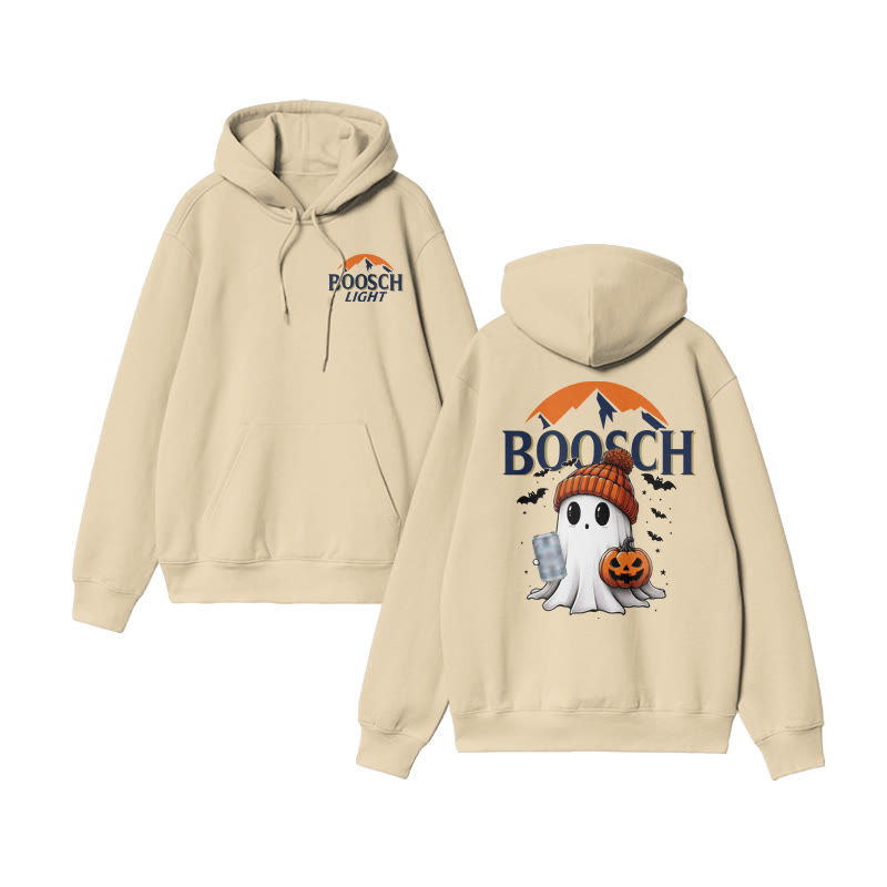 Unisex 100% Cotton Boosch Light Halloween Print Hoodie - Apricot - US16-18(2XL) - image 5