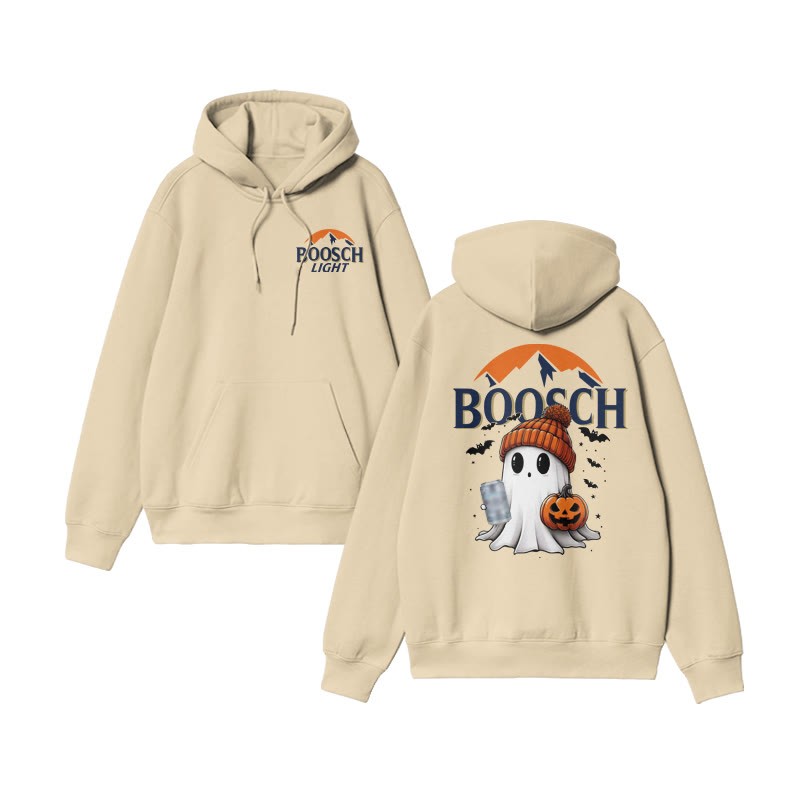 Unisex 100% Cotton Boosch Light Halloween Print Hoodie - Apricot - US16-18(2XL) - image 5