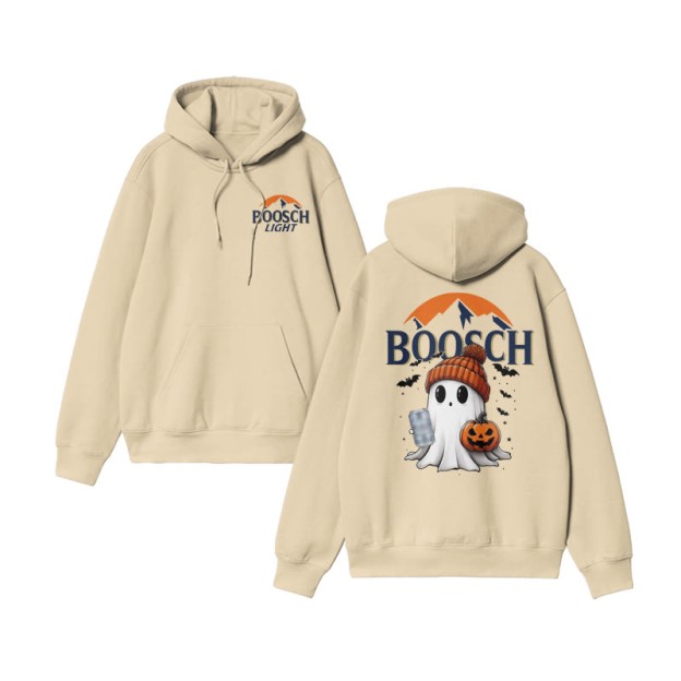 Unisex 100% Cotton Boosch Light Halloween Print Hoodie - Apricot - US16-18(2XL) - image 5