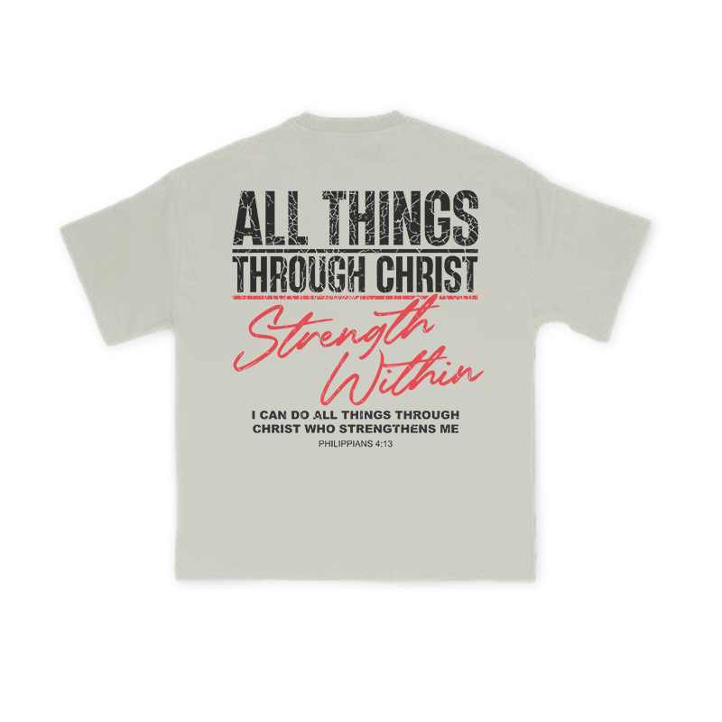 All Things Through Christ Print T-shirt - Warm Grey - US16-18(2XL) - image 5