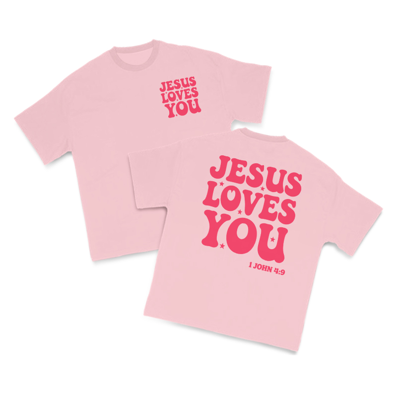 Jesus Loves You 1 John 4:9 Print T-shirt - Pink - US16-18(2XL) - image 9