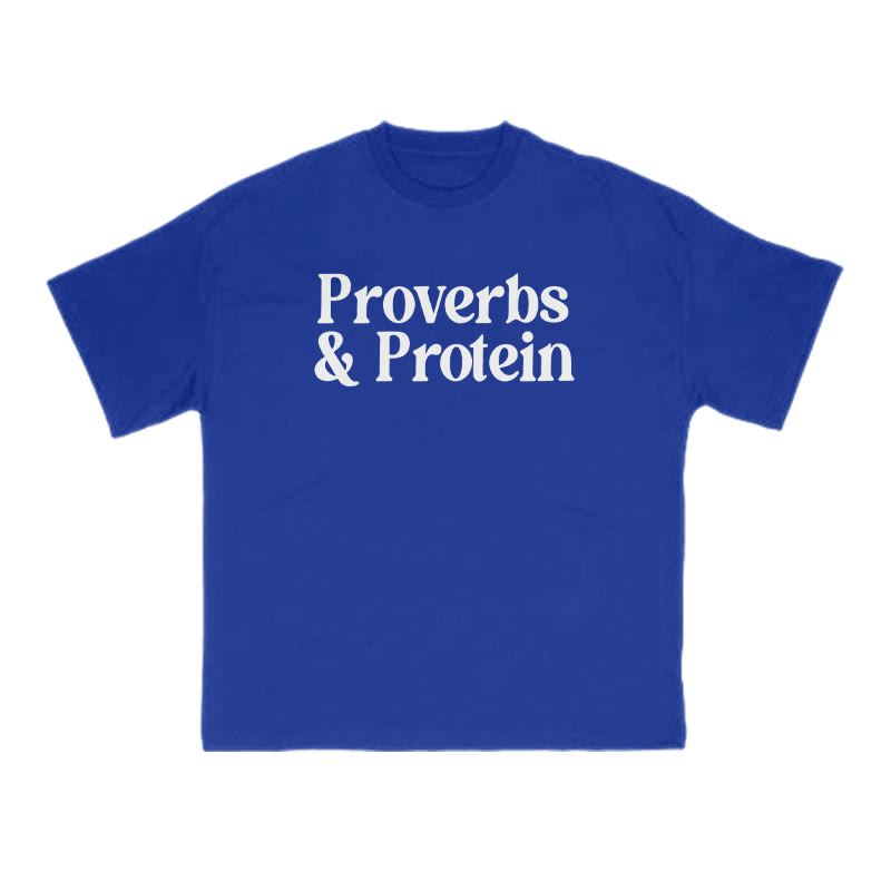 Proverbs & Protein Print T-shirt - Blue - US16-18(2XL) - image 8