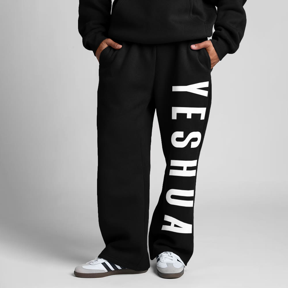 Yeshua Print Straight-leg Sweatpants - Black - 5XL - image 7