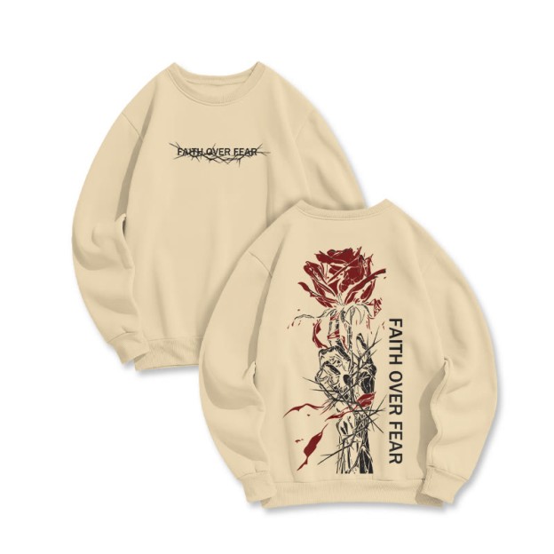 Faith Over Fear Print Sweatshirt - Apricot - US16-18(2XL) - image 3