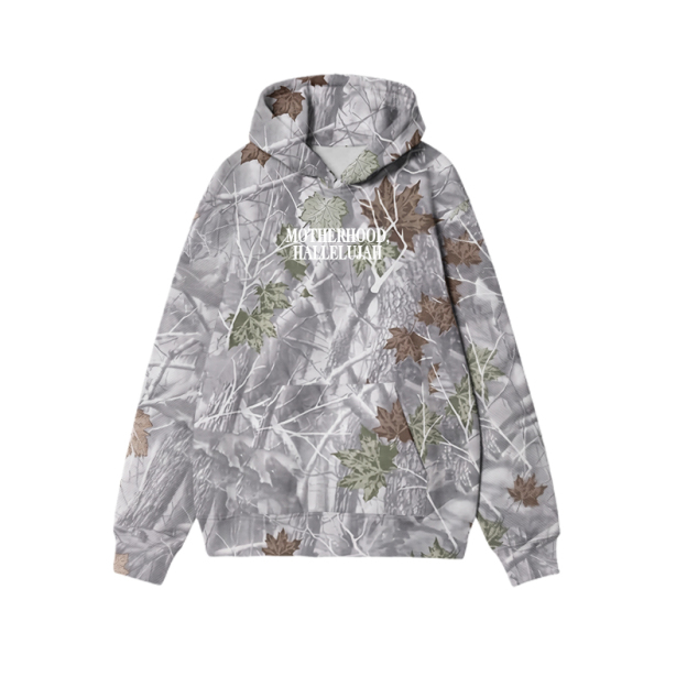 Vintage Camo MOTHERHOOD HALLELUJAH Graphic Print Causal Hoodie - Grey Brown Camo - US32-34(5XL) - image 7