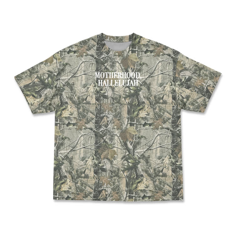 Vintage Camo MOTHERHOOD HALLELUJAH Print T-Shirt - Army Green - 3XL - image 4