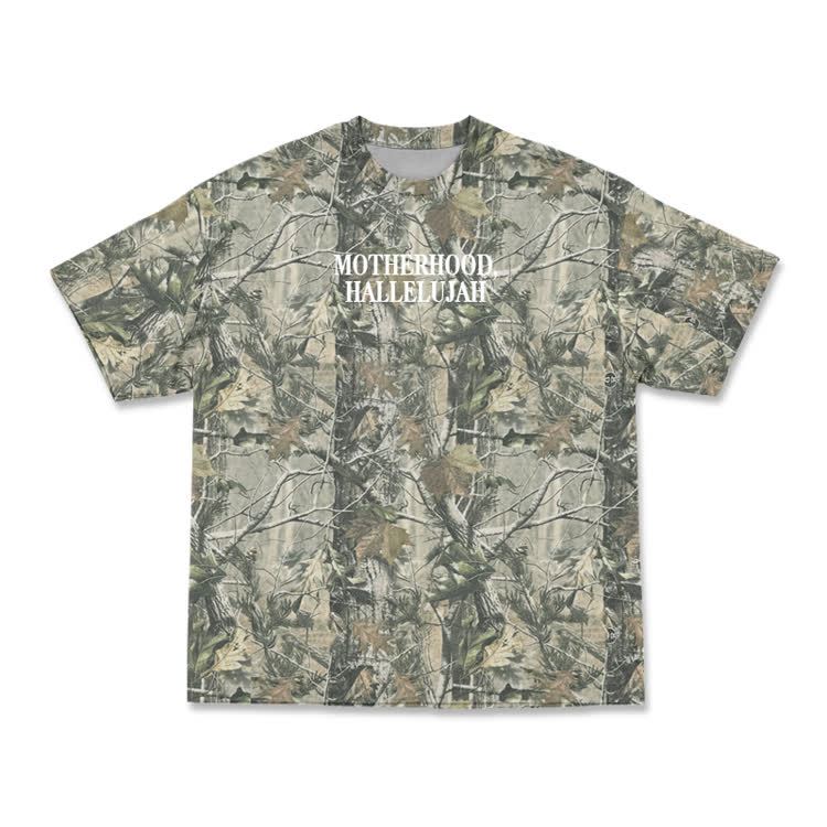 Vintage Camo MOTHERHOOD HALLELUJAH Print T-Shirt - Army Green - 3XL - image 3